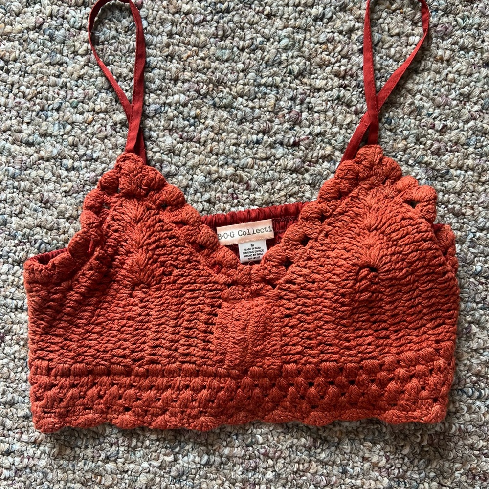 BOG Collection Rust Crochet Top
